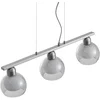 Image de Lucande - hanglamp - 3lichts - Ijzer, glas - H: 7.8 cm - E14 - nikkel, wit, rookgrijs