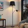 Image de Lindby - vloerlamp - 1licht - Staal, textiel - H: 175 cm - E27 - zwart, goud