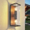 Image de Lucande - Wandlamp buiten - 2lichts - drukgegoten aluminium, SPC, glas - H: 40 cm - E27 - grafiet, helder, hout donker