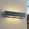 Image de Arcchio - Wandlamp buiten - 2lichts - Aluminium spuitgietwerk, glas - H: 7.8 cm - E27 - donkergrijs, transparant