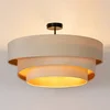 Image de Lindby - plafondlamp - 3lichts - IJzer, textiel - H: 36.8 cm - E27 - crème, goud