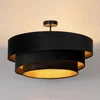 Image de Lindby - plafondlamp - 3lichts - IJzer, textiel - H: 36.8 cm - E27 - zwart, goud