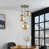 Image de Lindby - hanglamp - 3lichts - Glas, staal - H: 30 cm - E27 - amber, oud messing