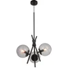 Image de Lucande - hanglamp - 3lichts - Glas, ijzer - H: 18 cm - E14 - rookgrijs, zwart