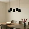 Image de Lucande - Hanglamp - 5lichts - ijzer, textiel, eikenhout - H: 21 cm - E27 - zwart, licht hout