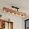 Image de Lindby - plafondlamp hout - 6lichts - Dennenhout, ijzer - H: 25 cm - GU10 - donker hout, zwart