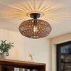 Image de Lindby - plafondlamp hout - 1licht - Bamboe, staal - H: 27.5 cm - E27 - donkerbruin, zwart