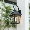 Image de Lindby - Wandlamp buiten - 1licht - Ijzer, glas - H: 47.4 cm - E27 - zwart, transparant