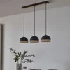 Image de Lindby - hanglamp - 3lichts - ijzer, rotan - H: 21 cm - E14 - zwart, rotan natuur