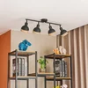 Image de Lindby - buitenspot - 4lichts - Ijzer, rotan - H: 21.5 cm - E14 - zwart, natuurlijk rotan