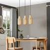 Image de Lindby - hanglamp - 3lichts - Bamboe, plastic - E27 - licht hout, zwart