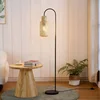 Image de Lindby - vloerlamp - 1licht - Ijzer, bamboe - H: 145 cm - E27 - licht hout, zwart