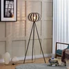 Image de Lindby - vloerlamp- Driepoot - - 1licht - Metaal, rotan - H: 143 cm - E27 - zwart, licht hout