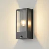 Image de Lindby - Wandlampen buiten - 1licht - Roestvrij staal, glas - H: 33 cm - E27 - zwart, transparant