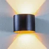Image de Lindby - LED wandlamp buiten - 1licht - Metaal - H: 10 cm - zwart, goud - Inclusief lichtbron