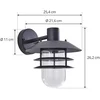 Image de Lindby - Wandlamp buiten - 1licht - IJzer, metaal, glas - H: 26.2 cm - E27 - zwart, transparant