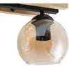 Image de Lindby - plafondlamp hout - 3lichts - Hout, glas, ijzer - H: 20.5 cm - E27 - licht hout, amber, zwart
