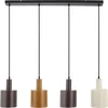 Image de Lindby - hanglamp - 4lichts - IJzer - H: 21.5 cm - E27 - donkerbruin, koffiebruin, beige