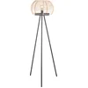 Image de Lindby - vloerlamp - 1licht - Ijzer, hout - H: 159.1 cm - E27 - zwart, licht hout