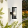 Image de Lucande - Wandlamp buiten - 1licht - Gegoten aluminium, acryl - H: 28.5 cm - E27 - zwart, rookgrijs