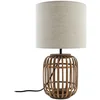 Image de Lindby - Tafellamp - 1licht - Textiel, bamboe - H: 42.5 cm - E27 - grijs, licht hout