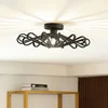 Image de Lindby - plafondlamp - 1licht - IJzer - H: 14 cm - E27 - zwart