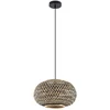 Image de Lindby - hanglamp - 1licht - Bamboe, ijzer - E27 - zwart, donker hout