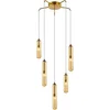 Image de Lucande - hanglamp - 5lichts - Glas, metaal - G9 - amber, messing
