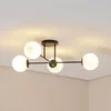 Image de Euluna - plafondlamp - 4lichts - Staal, glas - H: 26 cm - E14 - zwart, wit opaal