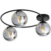 Image de Euluna - plafondlamp - 3lichts - Staal, glas - H: 20 cm - E14 - zwart, grafiet
