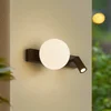 Image de Lindby - LED wandlamp buiten - 2lichts - Aluminium, kunststof, glas - H: 15 cm - zwart, wit, transparant - Inclusief lichtbronnen