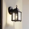Image de Lindby - Wandlamp buiten - 1licht - Aluminium, glas - H: 22.5 cm - E27 - zwart, transparant