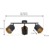 Image de Lindby - plafondlamp - 3lichts - Metaal - H: 15 cm - E27 - zwart, goud