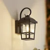 Image de Lindby - Wandlamp buiten - 1licht - Roestvrij staal, glas - H: 29 cm - E27 - zwart, transparant
