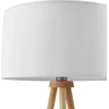 Image de Lindby - vloerlamp - 1licht - Stof, rubberboom - H: 147 cm - E27 - wit, licht hout