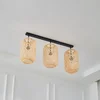 Image de Lucande - plafondlamp hout - 3lichts - Bamboe, ijzer - H: 50 cm - E27 - licht hout, zwart