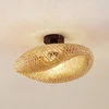 Image de Lindby - plafondlamp - 1licht - Bamboe, ijzer - H: 24 cm - E27 - bamboenatuur