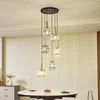 Image de Lindby - hanglamp - 6lichts - Glas, ijzer - E27 - rokerig grijs