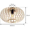 Image de Lindby - plafondlamp hout - 1licht - Bamboe, ijzer - H: 20 cm - E27 - natuurlijk bamboe, zwart