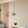 Image de Lindby - hanglamp - 1licht - Glas, ijzer - H: 11.8 cm - E27 - rookgrijs, messing
