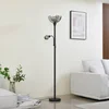 Image de Lindby - vloerlamp - 2lichts - Glas, ijzer - H: 185 cm - E27 - grijs, zwart