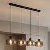 Image de Lindby - hanglamp - 4lichts - Glas, ijzer - H: 12 cm - E27 - rookgrijs, zandzwart
