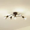 Image de Lindby - plafondlamp - 5lichts - Glas, ijzer - H: 18 cm - E14 - rookgrijs, mat zwart