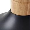 Image de Lindby - hanglamp - 1licht - IJzer, rubberboom - H: 24 cm - E27 - zwart, licht hout