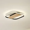Image de Lindby - LED plafondlamp - 1licht - Aluminium, hout, kunststof - H: 5 cm - antiek grijs, licht hout - Inclusief lichtbron