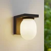 Image de Lucande - Wandlamp buiten - 1licht - Aluminium, glas - H: 19.2 cm - E14 - grafietgrijs (RAL 840-M), wit