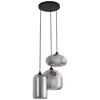 Image de Lindby - hanglamp - 3lichts - IJzer, glas - H: 30 cm - E27 - zwart, rookgrijs