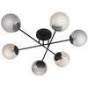 Image de Lindby - plafondlamp - 6lichts - Ijzer, glas - H: 25 cm - E14 - zwart, rookgrijs