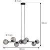 Image de Lindby - hanglamp - 8lichts - Ijzer, glas - H: 14 cm - E14 - zwart, rookgrijs