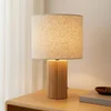 Image de Lindby - Tafellamp - 1licht - Hout, textiel - H: 38 cm - E27 - Hout licht, beige